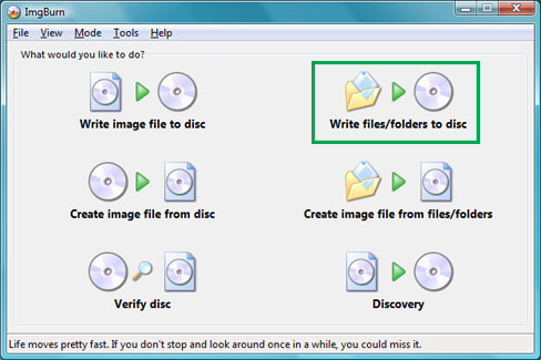 ImgBurn conversion example on Windows 10